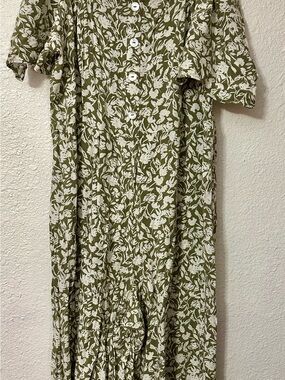 Luxology Olive Green and White Floral Romper